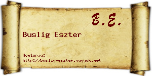 Buslig Eszter névjegykártya